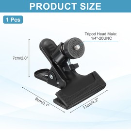 PATIKIL Tripod Camera Clip Clamp, 1/4" Male Flash Holder Mount with 360 Swivel Ball Head for Smartphone DSLR Video Camera Studio Backdrop, Black