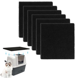Cat Litter Tray Activated Carbon Filter 6 Pieces Cat Litter Tray Carbon Filter Highly Absorbent Cat Litter Tray Container Replacement Filter for Fully Closed Cat Litter Tray