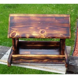 Large Cedar Wood Fly Through Platform Bird or Squirrel Feeder