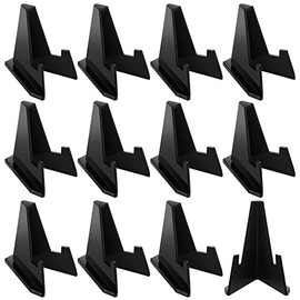 12 Packs Easel Stands Mini Coin Display Stand 2.17 x 1.65 Inch Easel Holder Card Stands for Display Black Display Stands for Collectibles Plastic Plate Display Holders for Medal Watches Picture Decor