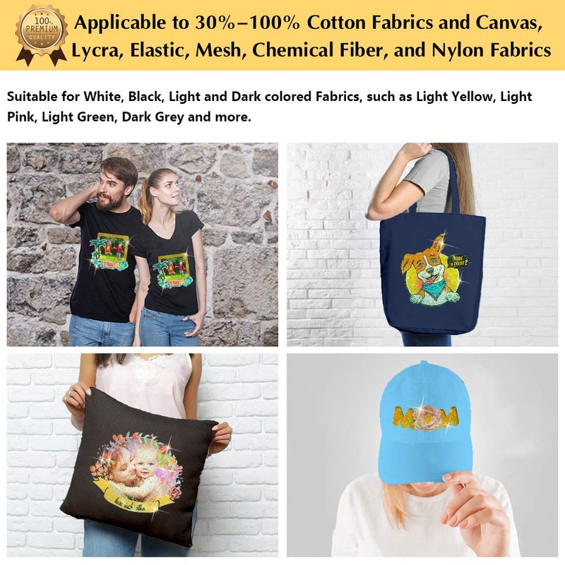 TransOurDream Glitter Iron on Heat Transfer Paper for T Shirts
