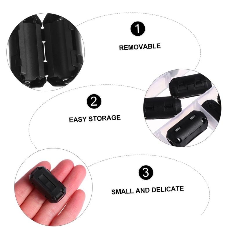 Vaguelly 22pcs Ferrite Core Cord Ring Ferrite Choke Wrap Removable