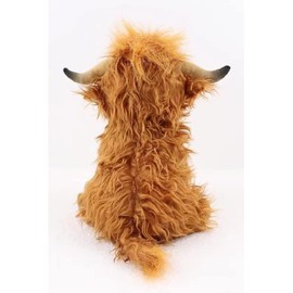 CREJOHY Highland Cow Plush Toy, 11in Highland Fluffy Cow Plush Cuddly Toys, Scottish Highland Cow Teddy Stuffed Soft Toys for 3 4 5 6 7 8 Year Old Boys Girls Kids Gifts for 3-12 Year Old (Brown)