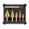 Step Drill Bit Set, 5 Pcs Titanium Coated High Speed