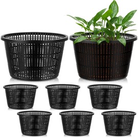 Weysat 8pcs Pond Plant Baskets Hydroponic Baskets 8. 3 Inch Round Aquatic Plant Net Pots Large Plastic Net Containers Black Mesh Pond Containers for Hydroponics Live Aquarium Nursery Grow Supplies
