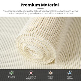 BAGAIL Drawer and Shelf Liner, 12 in X 10 Ft Non-Adhesive Shelf Liners for Kitchen Cabinets, Thick Strong Grip Liners for Desk, Shelves, Bathroom Drawers, Cabinet Protection - Cream