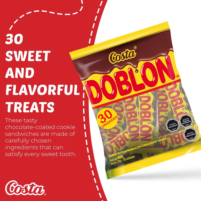 Costa Doblon Chocolate Covered Biscuit- Coated Biscuits- Biscuit with Vanilla
