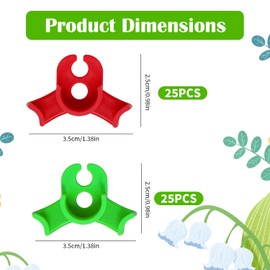 WEDAWIN 50 Climbing Plants LST Clamp Training Tongs for Plant Stems 90 Degree Angle Low Pressure Plant Support for Branches and Vines Red + Green