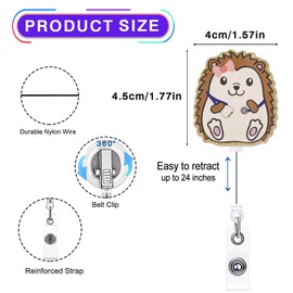 Cute Hedgehog Stethoscope Badge Reel Retractable, Funny Animal Badge Reel for Nurse Nursing Student CNA RN LPN & Medical Assistant, Pediatric Nurse Gifts, Hedgehog ID Badge Holder with Alligator Clip