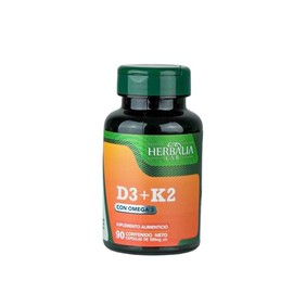 Vitamina D3 + K2 con Omega 3 - Apoyo Óseo, Cardiovascular y Cerebral - Formula Avanzada 90 Cápsulas Herbalia Lab
