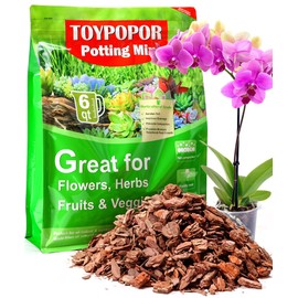 TOYPOPOR Orchid Potting Mix, (6 Quarts)Orchid Bark With Perlite, Potting Soil Medium for Plant Indoor, Pine Bark Wood Chips for Houseplant Fast Drainage, Water Retention, Air Flow and Root Ventilation