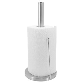 Hensych Stainless Steel Tissue Kitchen Roll Holder with Spring Arm Free-Standing Paper Towel Holder Organizer Roll Dispenser for Kitchen Countertop Home Dining Table No Drilling(Simple Style)