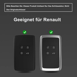 Yamlten Car Key Case for Renault Kadjar Captur Koleos Clio Zoe Megane (IV/4) Dacia Duster, 4 Buttons Metal Renault Key Cover – Black