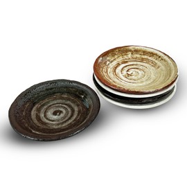5.9 inches Serving Plates Set of 5, Rough Cut Shape Pottery, Dishwasher and microwave safe,Japanese Traditional Style and Color, Dessert plates, Appetizer Plates, Salad Plates (Appetizer Plate)