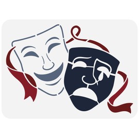 FINGERINSPIRE Theatre Masks Stencil 29.7 x 21 cm Reusable Theatre Drama Comedy Style Stencils Large Format Theatre Greek Muse Stencil for Wall Wood Furniture Fabric Paper