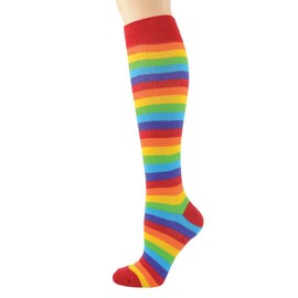 Foot Traffic, Women's Fun Knee High Socks, Fits Shoe Sizes 4-10 (Rainbow)