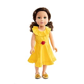 Little Adventures Twirl Princess Doll Dress (Yellow Beauty) - Doll Not Included - Machine Washable Child Pretend Play and Party Doll Clothes with No Glitter