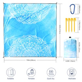 WIWIGO Beach Blanket Waterproof Sandproof Beach Mat 79" X 83" /10'x9'for 2-8 Adults Quick Drying Outdoor Picnic Mat Beach Accessories for Travel, Camping, Hiking