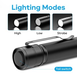 EUARDER Mini Flashlight, Super Bright Small Tactical Flashlight, Ultra-Compact Powerful Flashlight, High Lumens Pocket Pen Light with Clip for Camping, Outdoor, Emergency
