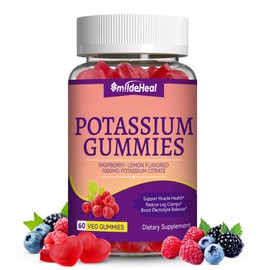 Potassium Gummies,Chewable Potassium Supplement 1000mg for Adults, Support Leg Cramps & Muscle Health for Women & Men - Sugar-Free,Vegan,60 Count