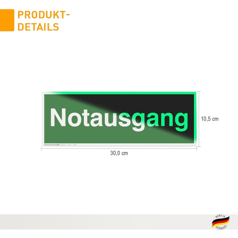 Operation AUSSTATTUNG24 1000030 Emergency Exit Sign Emergency Characters (Additional) Exit