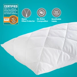 Joybees Pillow Protectors 6 Pack – White Quilted & Zipped Pillow Covers 48 x 74cm – Machine Washable, Soft & Breathable, Anti-Allergy Microfiber Pillowcase Protectors