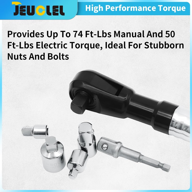 JEUCLEL Offset Extension Wrench for Electric Drill, with 4 Socket