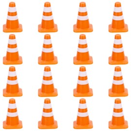 16pcs Mini Orange Traffic Cones, 1.38in Small Safety Construction Cones Road Tiny Caution Signs Mini Traffic Safety Signs Barricades for Kids Miniature Street Scene