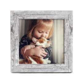 Kenro Harmony Woodland Silver Grey Rustic Wood-Effect Photo Frame - 12x12 Inch / 30x30cm Premium Wooden Square Frames with Minimalistic Design - HW3030GY