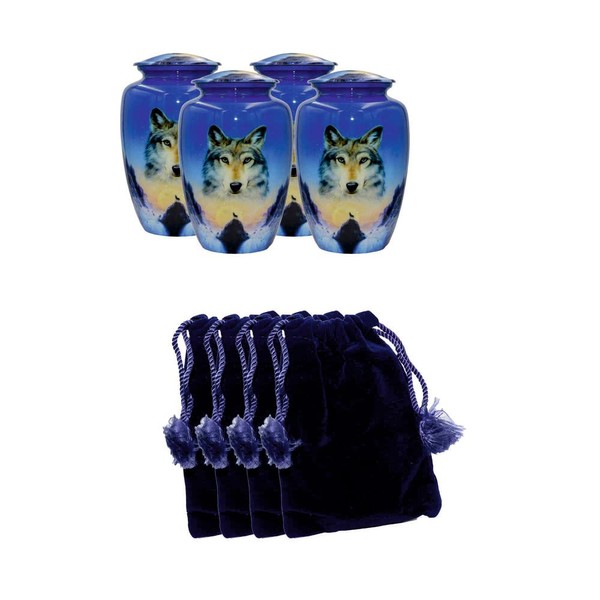 Wolves Howling at The Moon, Blue Wolf Personalized Funeral Urn,