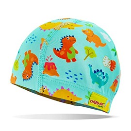 Gorro de natación para niños, tela de elastano suave y elástica de secado rápido, cómoda gorra de natación para niños y niñas de 2 a 8 años