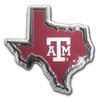 Texas A&M Aggies Texas Shaped Color Chrome Metal Auto Emblem