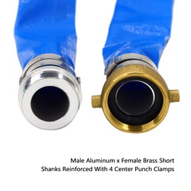 DAVCO 1.25" ID x 50 ft Pool Backwash Hose, Heavy Duty Reinforced Blue PVC Lay Flat Water Discharge Pump Hoses For Swimming Drain Pools and Clean Filters, With Aluminum Pin Lug Fittings