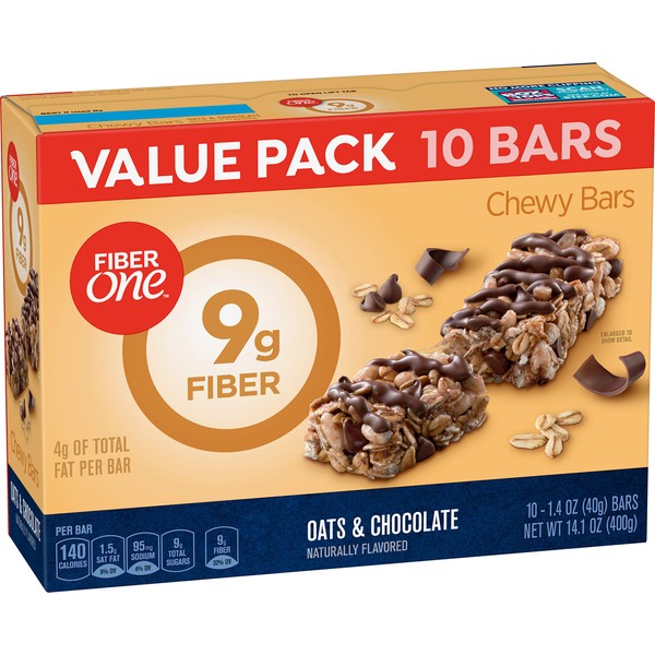 Fiber One Fiber 1 Oats and Chocolate Bar Value Pack, 1.4 OZ 10 Count