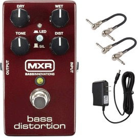 MXR M85 Bass Distortion Pedal Bundle with 2 MXR Patch Cables and 9V Power Supply