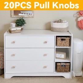 Emptty 20PCS Dresser Knobs, Knobs for Dresser Drawers, Round Unfinished Wood Cabinet Furniture Drawer Knobs Pulls Handles (Diameter: 3.5cm Height: 2.6cm)