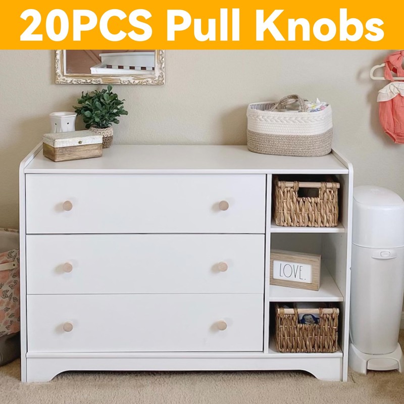 Emptty 20PCS Dresser Knobs, Knobs for Dresser Drawers, Round Unfinished