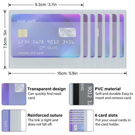 DEEZOMO 6 Card Slots Transparent Wallet Insert For Credit Card Set of 4, Men and Women Credit Card Insert for Work and Travel Waterproof and Portable