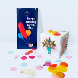 Notta&Belle FEEL LOVE EVERY MINUTE Boom! Fcking Birthday Card Funny Explosion Confetti, Surprise Exploding Greeting Card