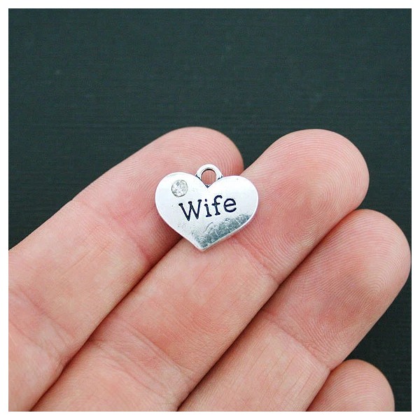 Unbranded 4 Wife Heart Charms Antique Silver Tone 2 Sided