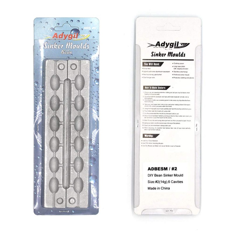 Adygil Bean Sinker Mold with 6 Cavities and 1/2-Ounce,Without Handle…