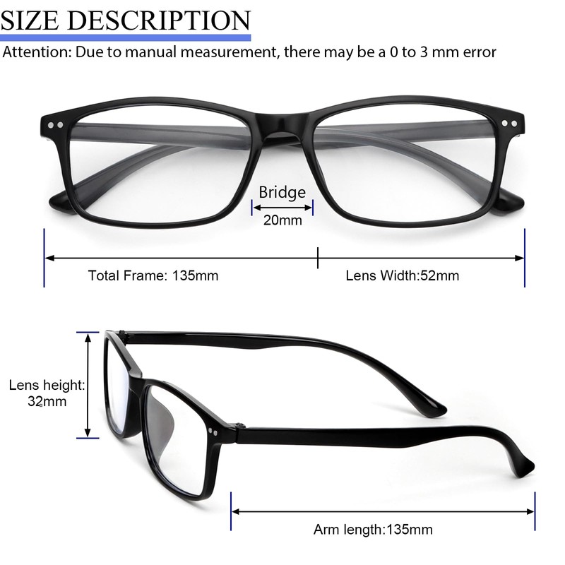 MMOWW 5 Pack Reading Glasses for Women Men Classic Square