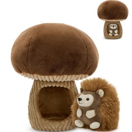 MaoGoLan 2pcs Hedgehog Stuffed Animal - 12" Mushroom Plush House with Stuffed Hedgehog, Soft Cute Hedgehog Plushie Toy for Kids Girls Boys Gift