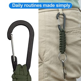AWSMORE 2 Pieces Paracord Keychain with Carabiner,Lanyard Clip for Keys Water Bottle Holder Backpack(Black + Army Green)