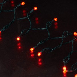 Vickerman 50 Count Single Mold G12 Berry LED Light Set with Green Wire, Red