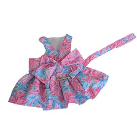 Dog Dress Bow Tie Harness Leash Set Harness Dress for Small Dogs Cute Dog Pet Girl Puppy Summer Clothes for Female Bunny Clothes Yorkie Chihuahua Training Walking (Medium, PawtyTime)