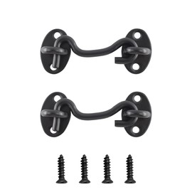PDETVEO 2PCS 3Inch Privacy Hook and Eye Gate Latch, Black Stainless Steel Gate Lock Cabin Hooks for Gate Shutters, Window, Sliding Door, Cabinet, Bathroom