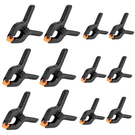 Pack of 12 Spring Clamps, 2 Inch/3 Inch High Performance Nylon Spring Clamps, One-Handed Plastic Clamping Clamps for Woodworking for DIY Projects, Photo Studios, Photo Background, 6 Pieces 2 Inch + 6