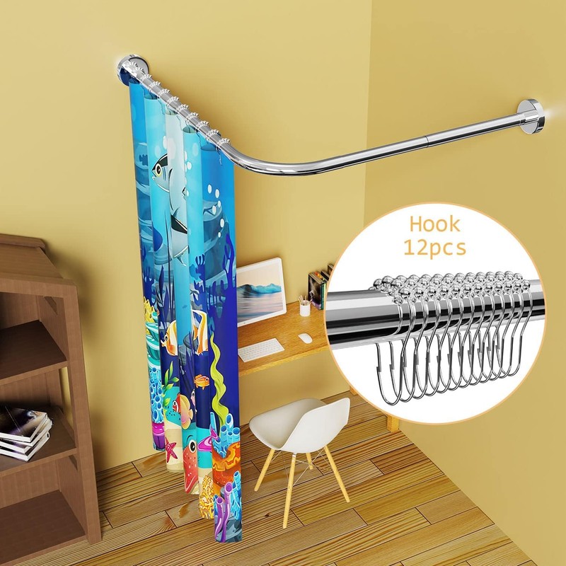 Corner Shower Curtain Rod, Adjustable (24"-37" x 24"-37"), L Shaped
