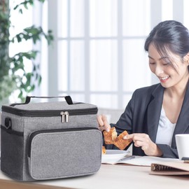 Yearnlife Insulated Cooler Lunch Bag for Women Man Adults Waterproof Leak-Proof Lunch Tote Bag with Adjustable Shoulder Strap for Work School Picnic Beach Grey